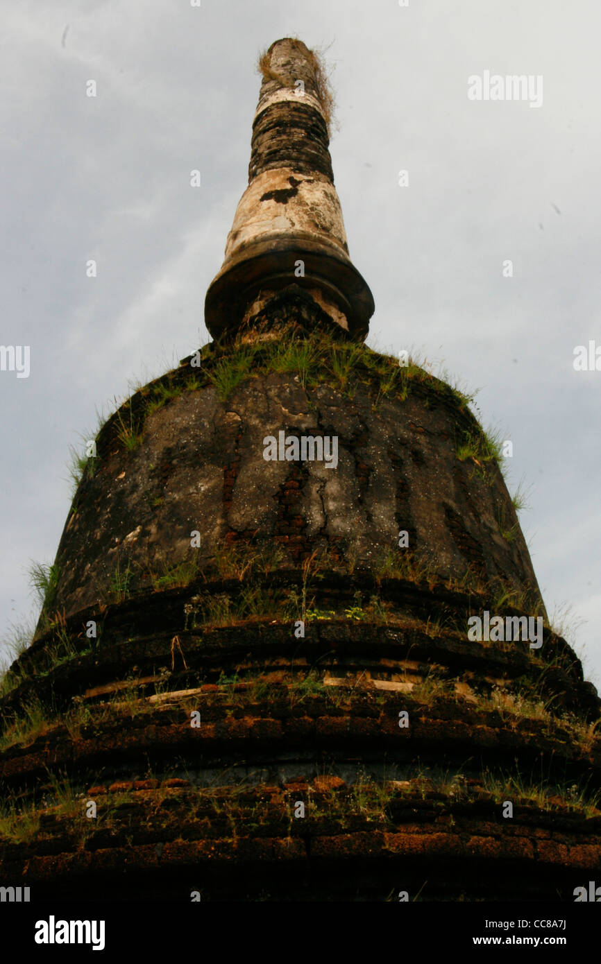 Big Chedi of Wat Khao Suwan Khiri, Si Satchanalai historical park, Sukothai Stock Photo
