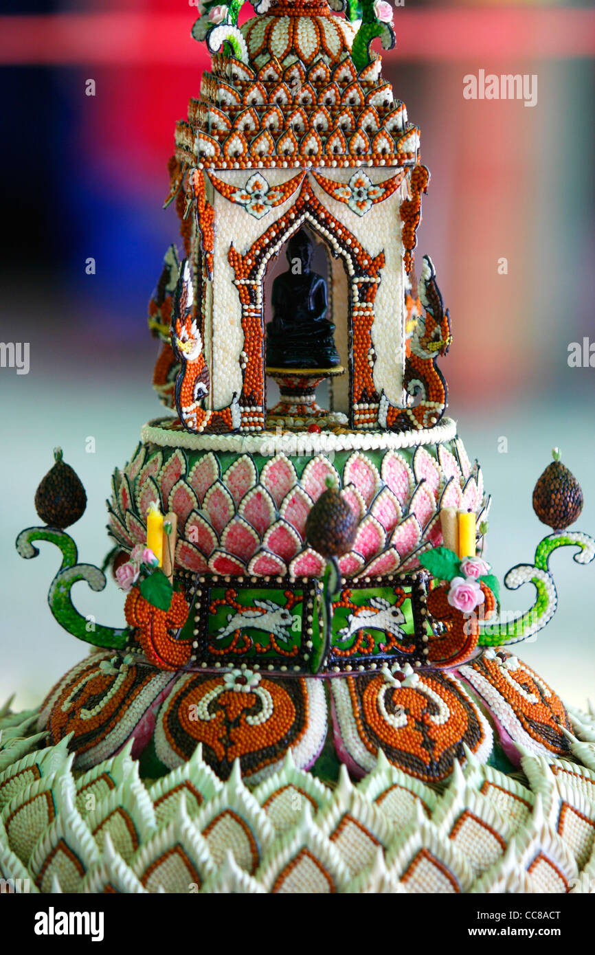 Detail of a 'krathong'. Sukhothai Historical Park, Thailand. Stock Photo