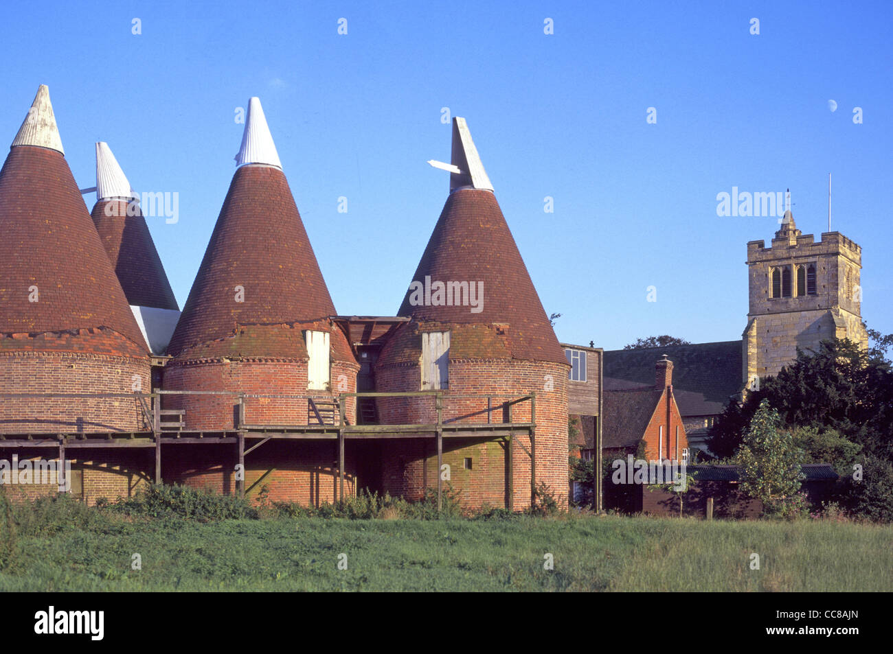 Heritage image of Oast houses used for kiln drying of hops in beer Heritage image of Oast houses used for kiln drying of hops in beer