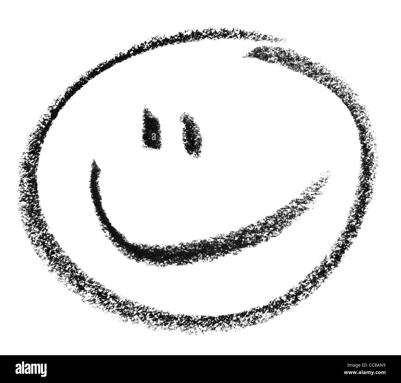 crayon painted smiley in white back Stock Photo