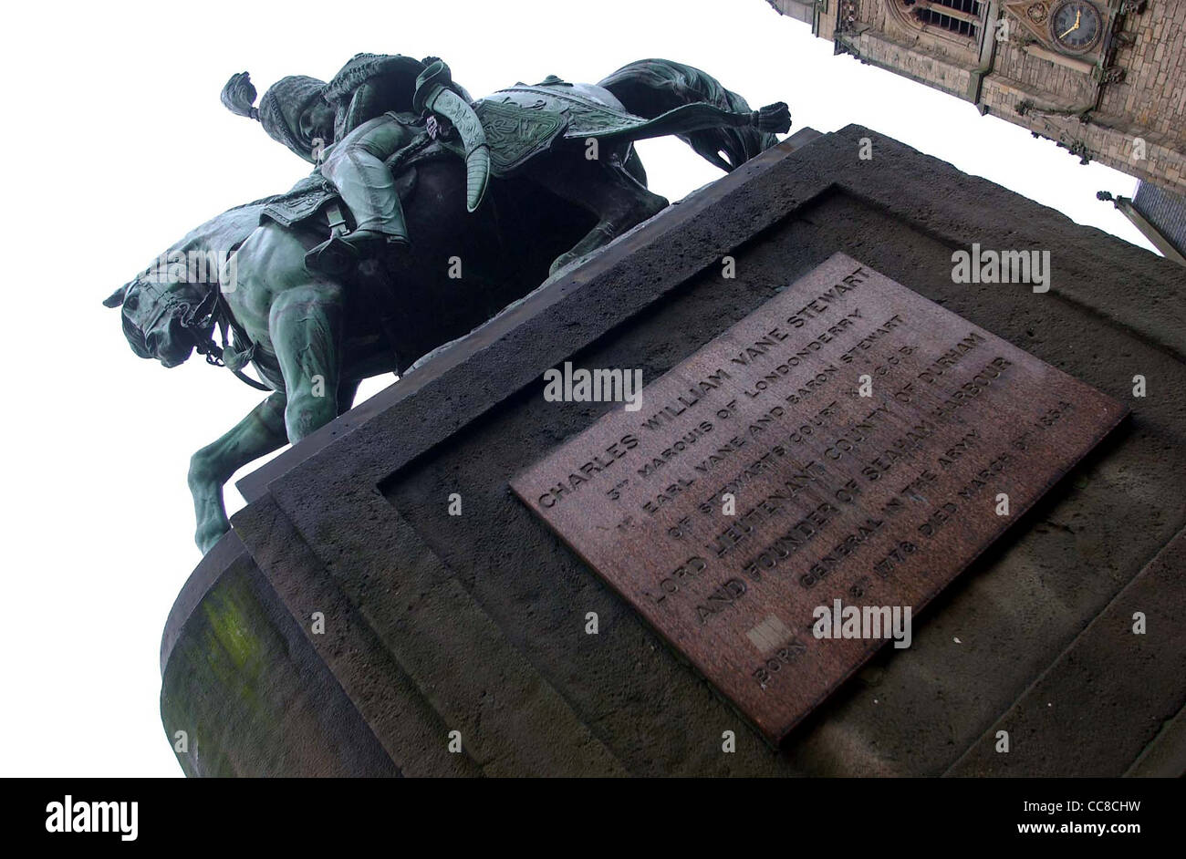 Durham city centre views - Charles William Vane Stewart statue Stock Photo