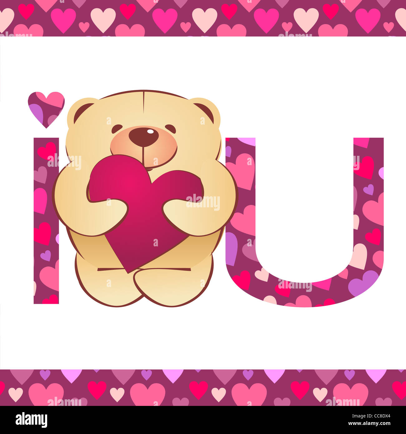 teddy bear with heart and i love you text on white background with ...