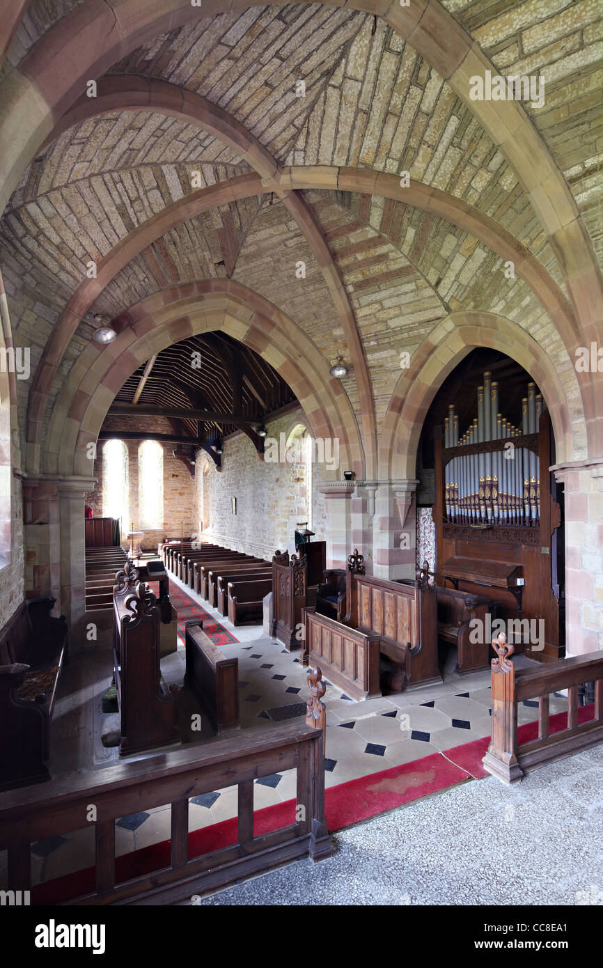 Vaulted chancel of the Church of St Mary and St Patrick, Lambley, Northumberland Stock Photo
