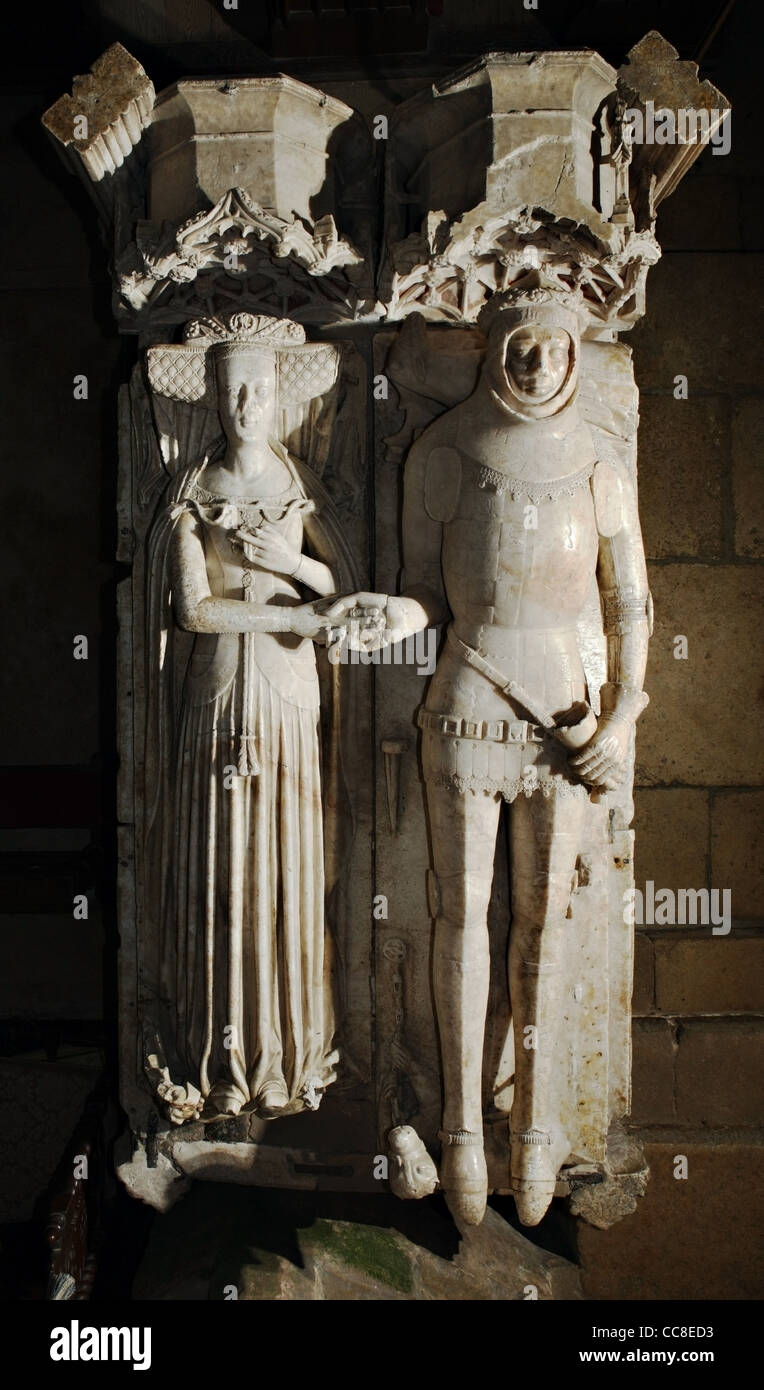 Monument to Sir Ralph Green & his wife Katherine, Church of St Peter, Lowick, Northamptonshire Stock Photo