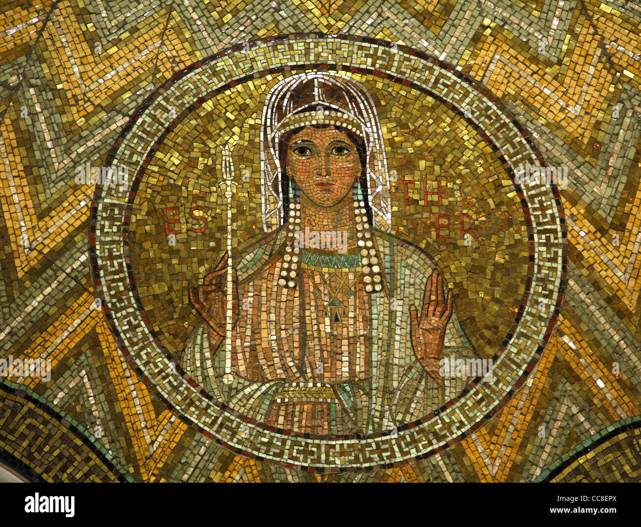 Esther, mosaic, Jerusalem-The Church of Hagia Maria Zion-The Dormition Church Stock Photo