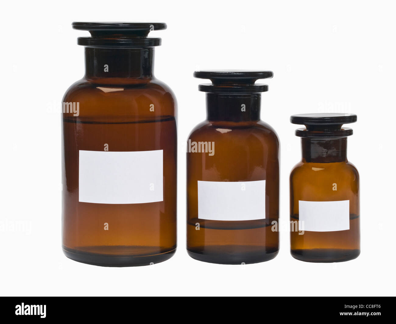 Detail photo of three pharmacists bottles Stock Photo