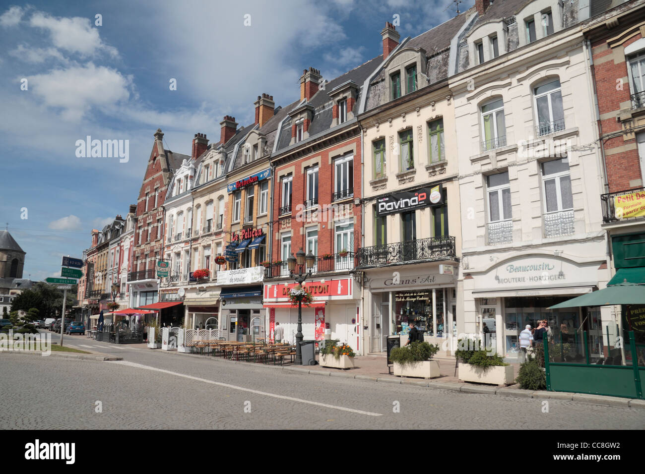 A general view of shops & restaurants in Cambrai, Nord-Pas-de-Calais ...