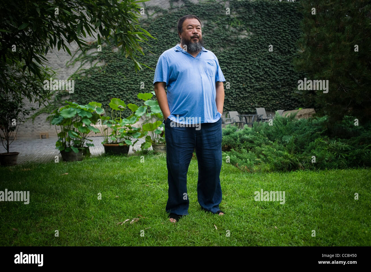 Ai Weiwei, Chinese artist in front of his home in Beijing Stock Photo