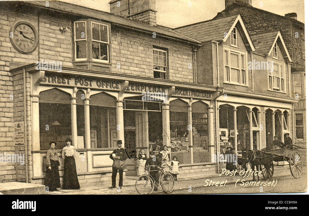 Postcard of the Post Office, Street, Somerset Stock Photo Alamy