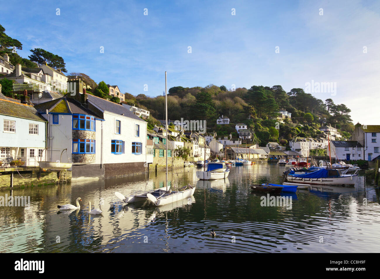 The Cornish fishing village of Polperro, one of the area's major tourist attractions. Photographed on a sunny October day. Stock Photo