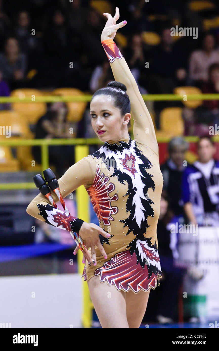 Neta Rivkin of Ginnastica Pavese performing during the 2011 italian Serie A rhythmic gymnastic competition Stock Photo