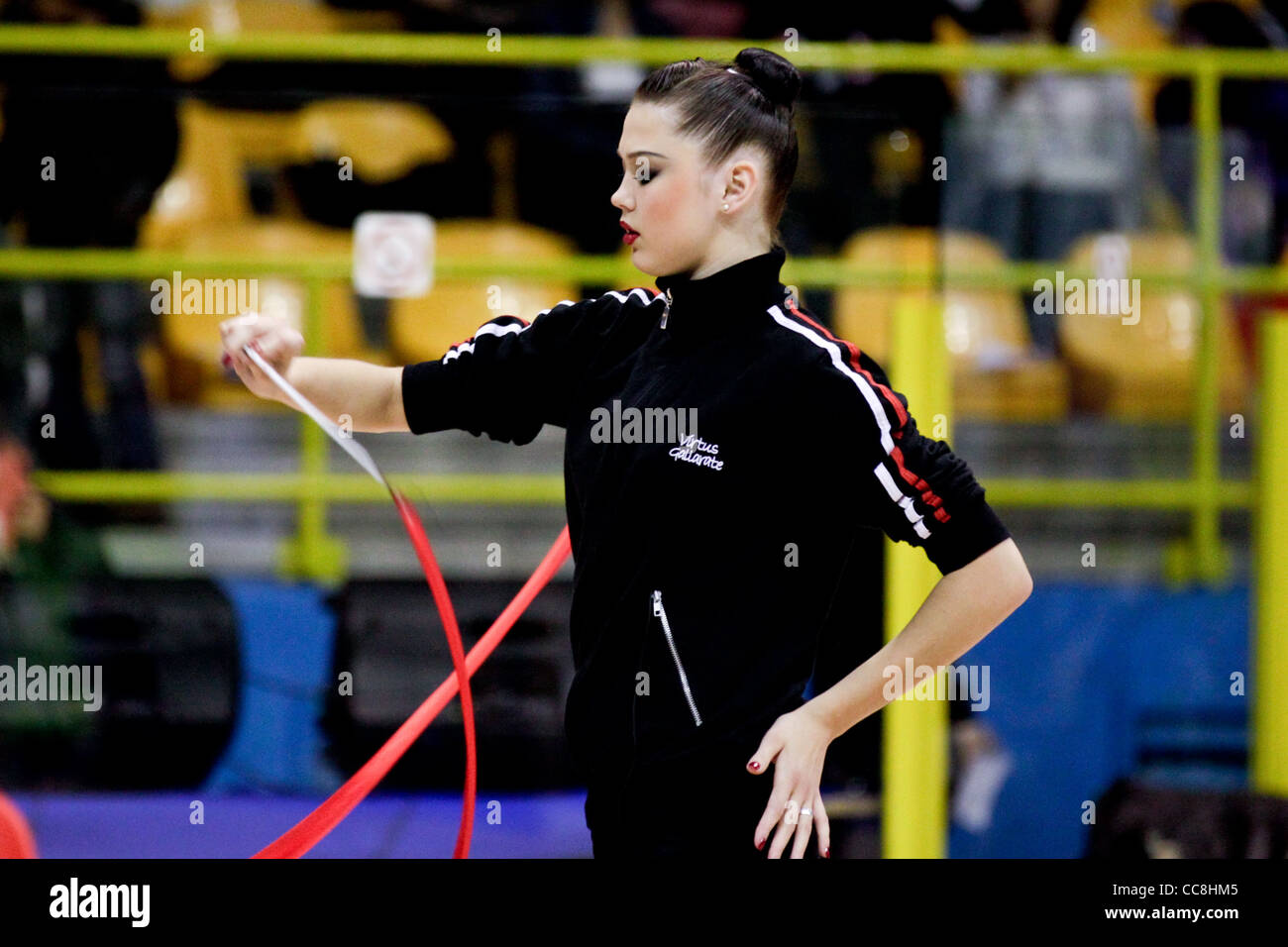 alina serie Alina MAKSYMENKO training with ribbon during the 2011 italian Serie A  rhythmic gymnastic competition, that took place in Pavia Stock Photo - Alamy