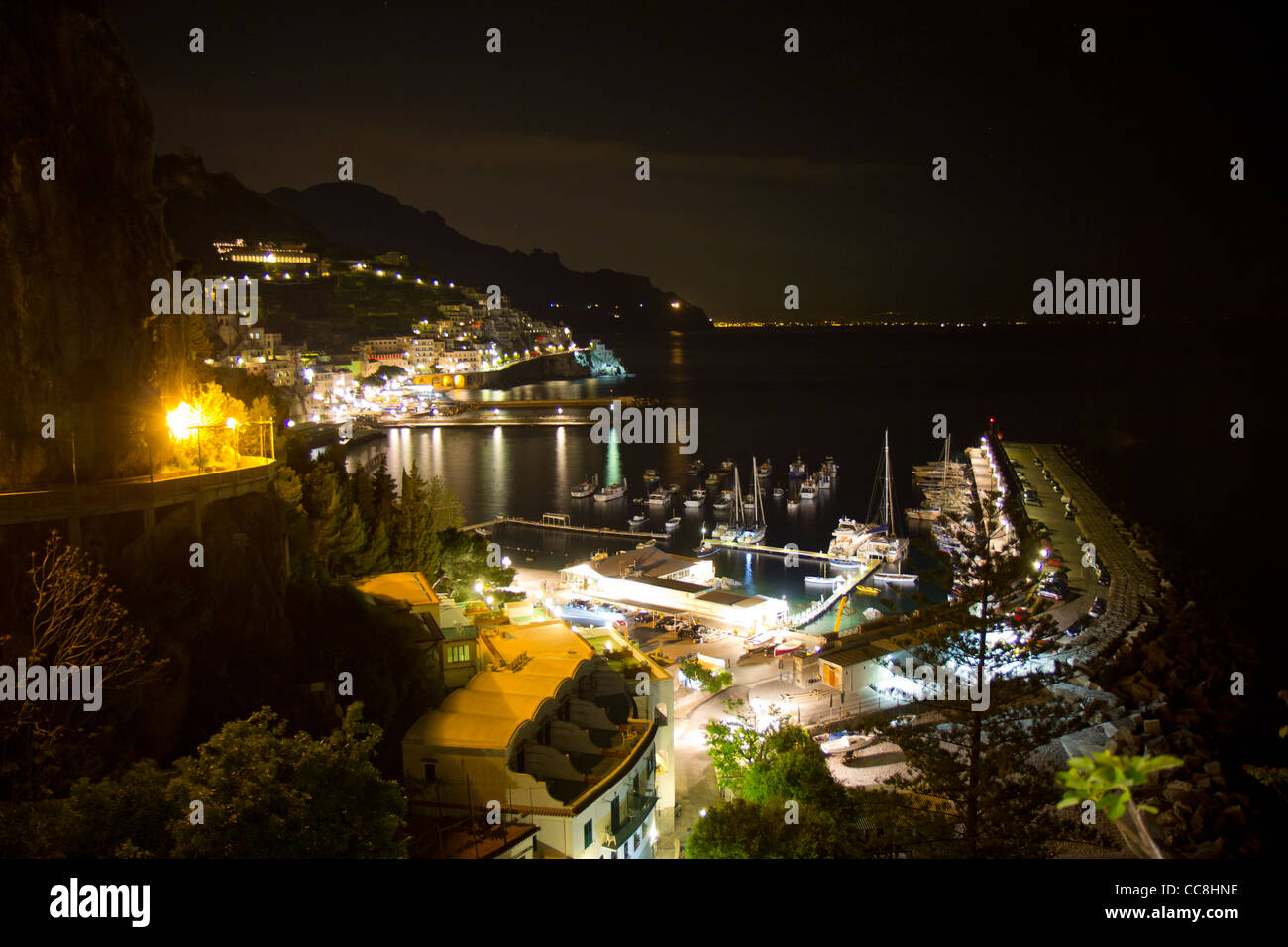 Amalfi at night, Italy Stock Photo