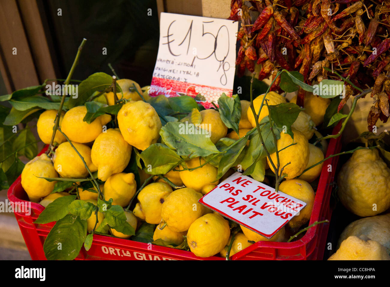 Lemons on sale in Amalfi, Italy Stock Photo