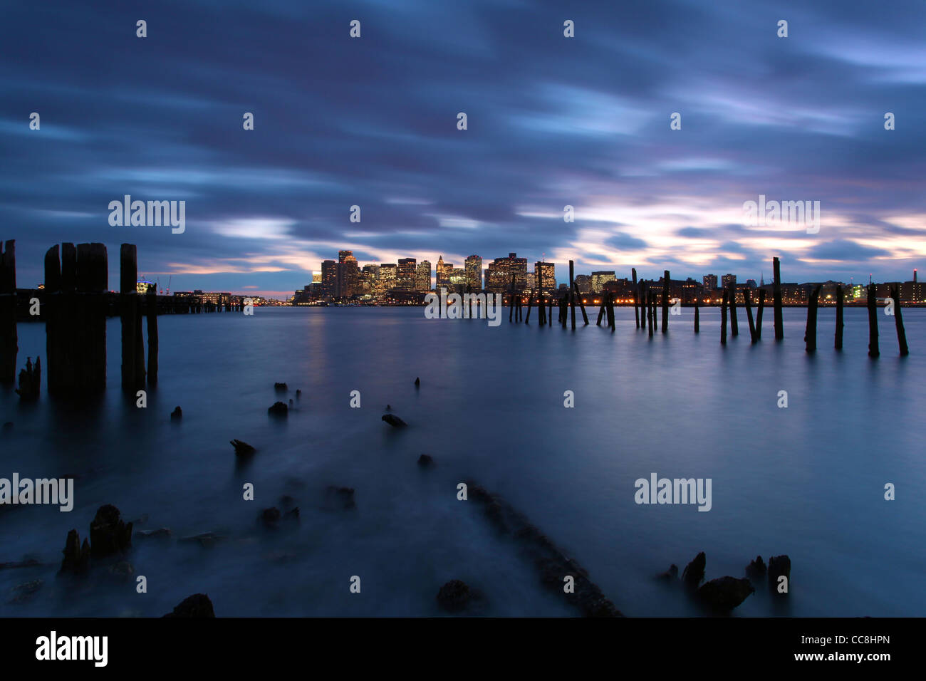 Boston skyline harbor dusk hi-res stock photography and images - Alamy