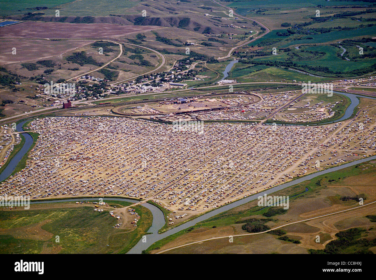 Aerial View of the Craven Country Music Festival and Jamboree in Craven;Saskatchewan;Canada Stock Photo
