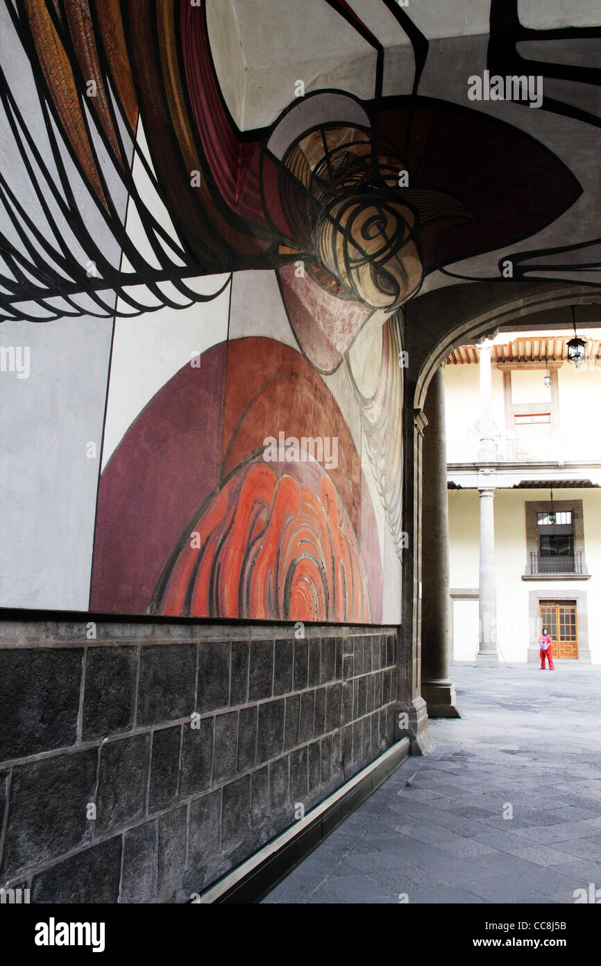 Alfaro Siqueiros murals ( Wall paintings) painted in the Secretary of Public Education building in Mexico City Stock Photo