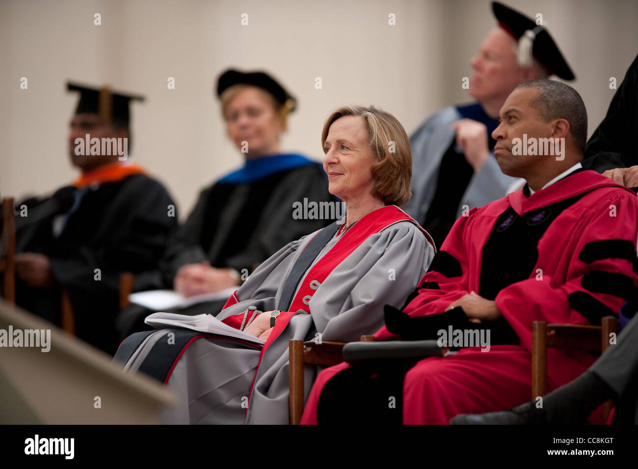 Massachusetts Governor Deval Patrick at the 2009 MIT commencement ceremony Stock Photo