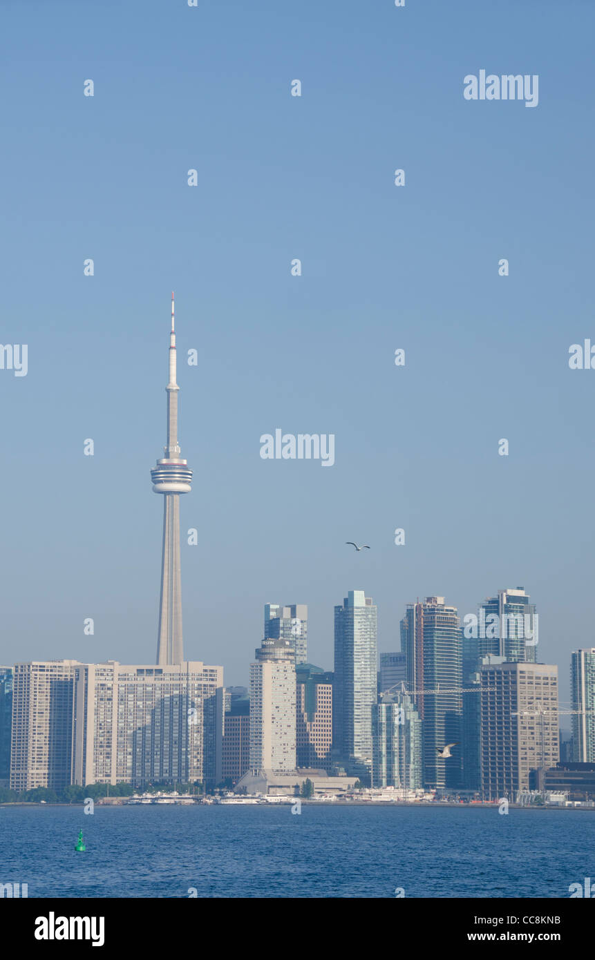 Canada, Ontario, Lake Ontario, Toronto. Toronto city skyline with CN Tower. Stock Photo