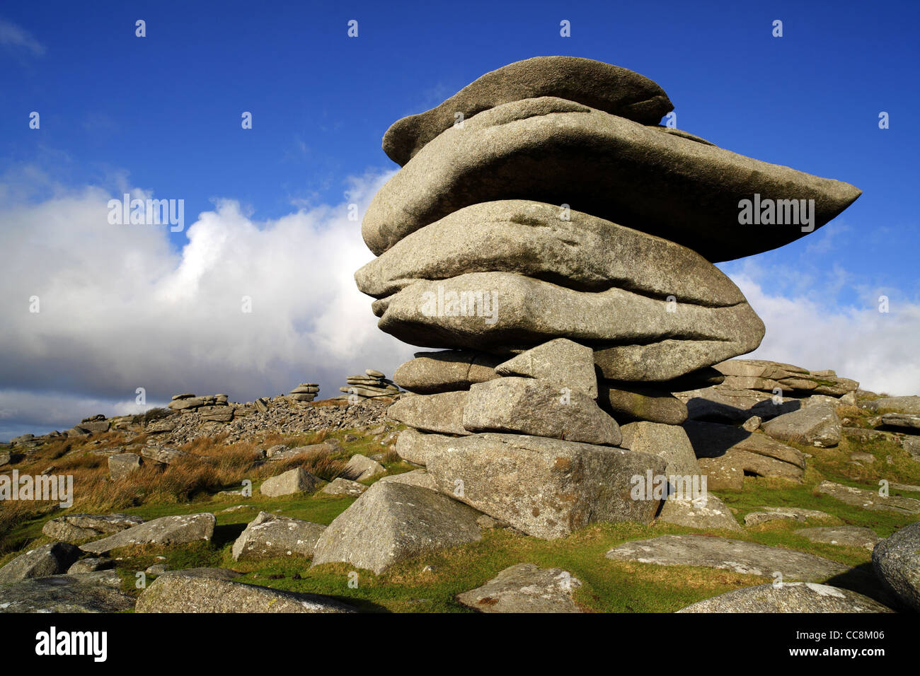 The Cheesewring near Minions on Bodmin Moor in Cornwall, UK. Stock Photo