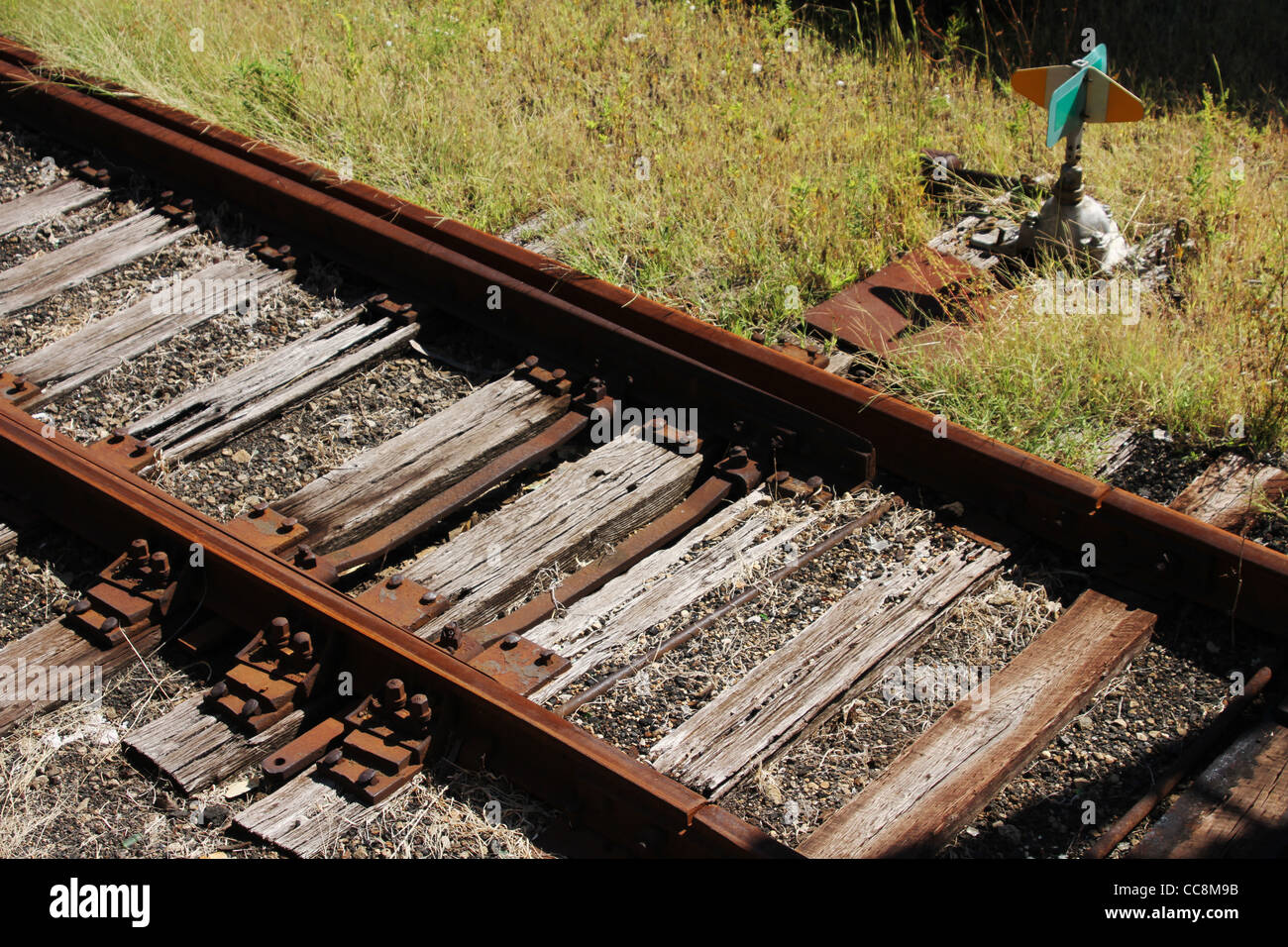 Railroad Track Switch. Mechanism to determine which set of track on