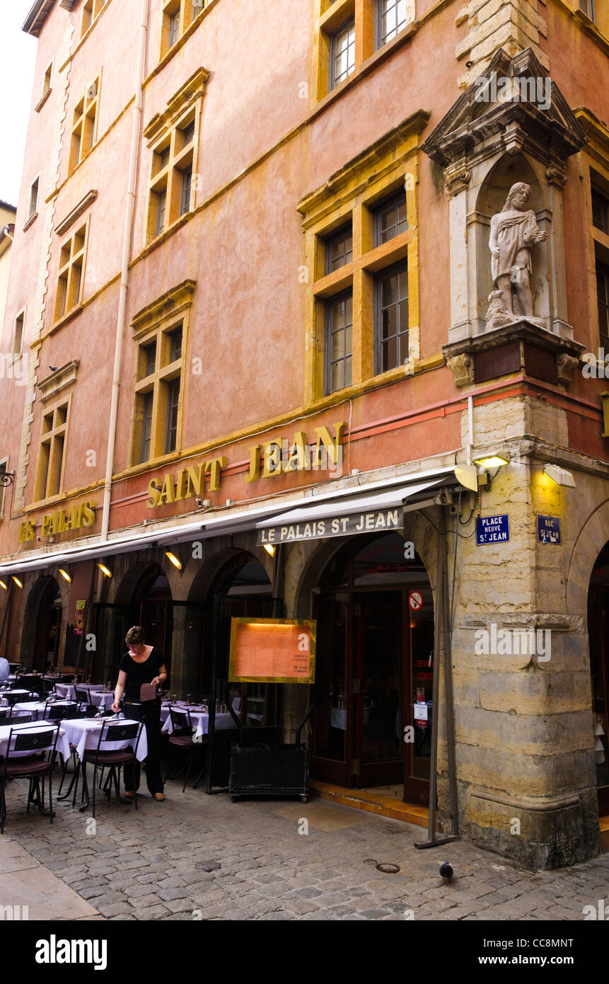 Restaurant in old town Vieux Lyon, France (UNESCO World Heritage Site Stock  Photo - Alamy