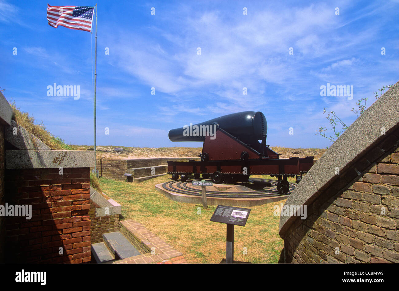 15 inch Radman Cannon at Fort Massachusetts on Ship Island, Gulf Islands National Seashore, Gulfport, Mississippi, AGPix 0639 Stock Photo