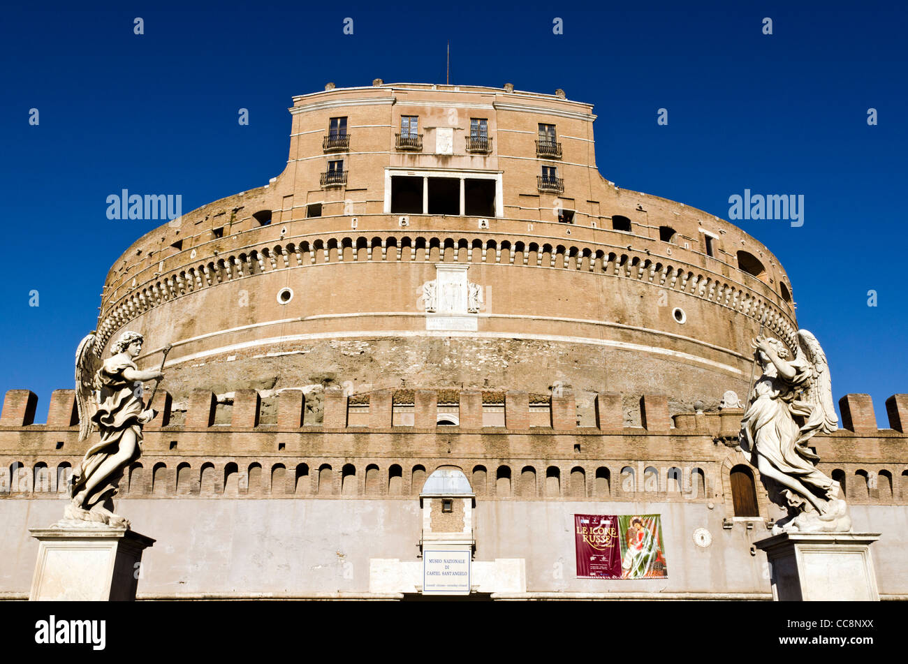 View of Castel Sant' Angelo from the bridge Rome Italy Stock Photo
