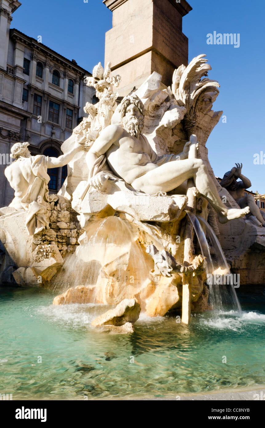 Four Rivers fountain (fontana dei quattro fiumi) Piazza Navona Rome ...