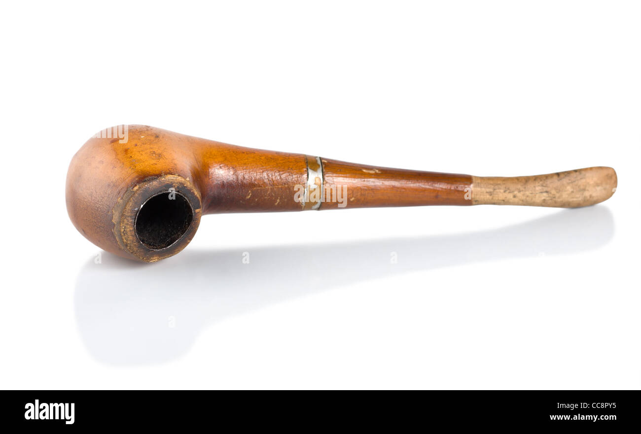 The old smoking pipe isolated on white background Stock Photo