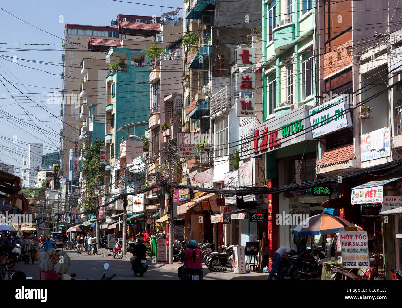 Bui Vien Street Pham Ngu Lao District Ho Chi Minh City Vietnam Stock Photo
