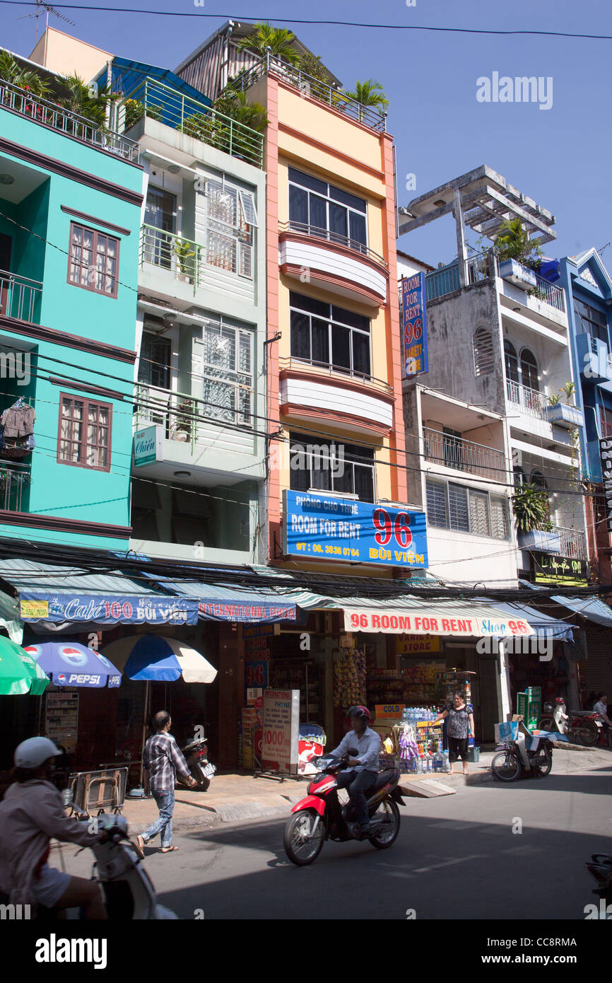 Bui Vien Street Pham Ngu Lao District Ho Chi Minh City Vietnam Stock Photo