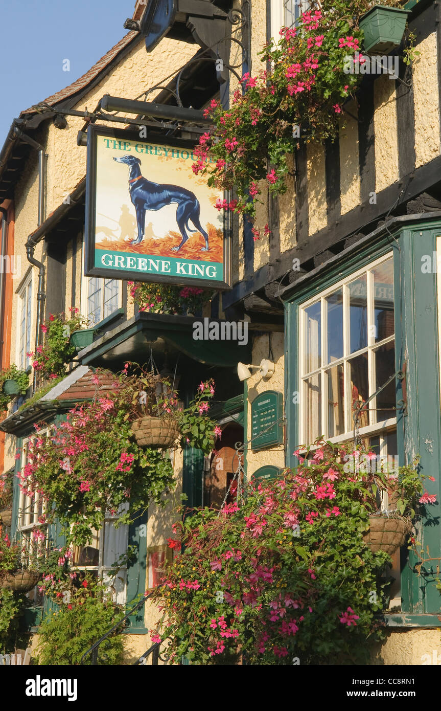 The Greyhound Pub in Lavenham Suffolk UK Stock Photo