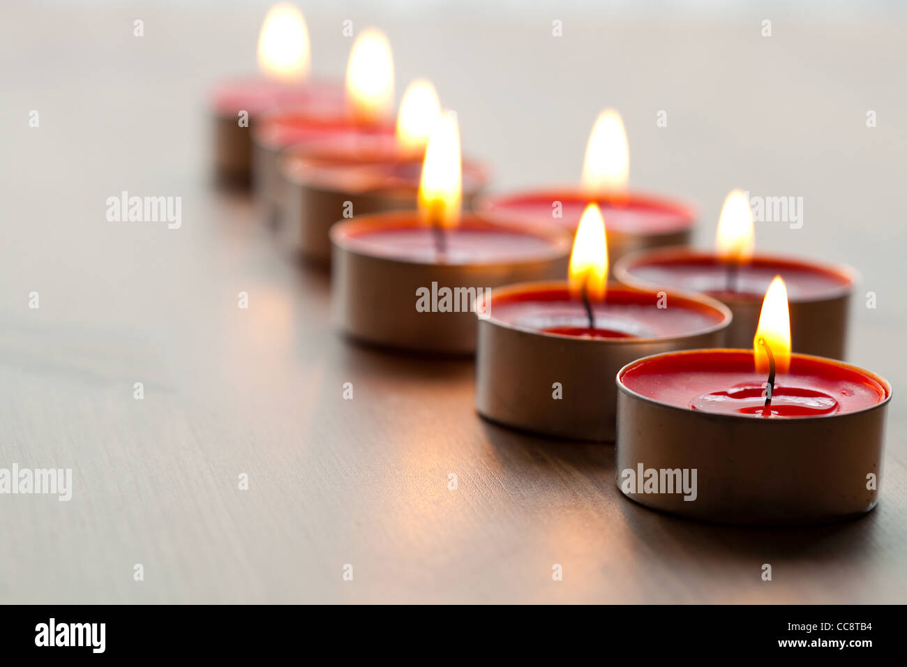 Closeup of red tealight candles for Christmas Stock Photo Alamy