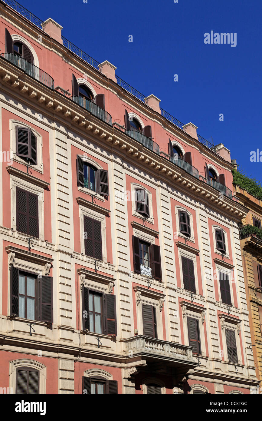 Rome Italy, apartment building facade Stock Photo