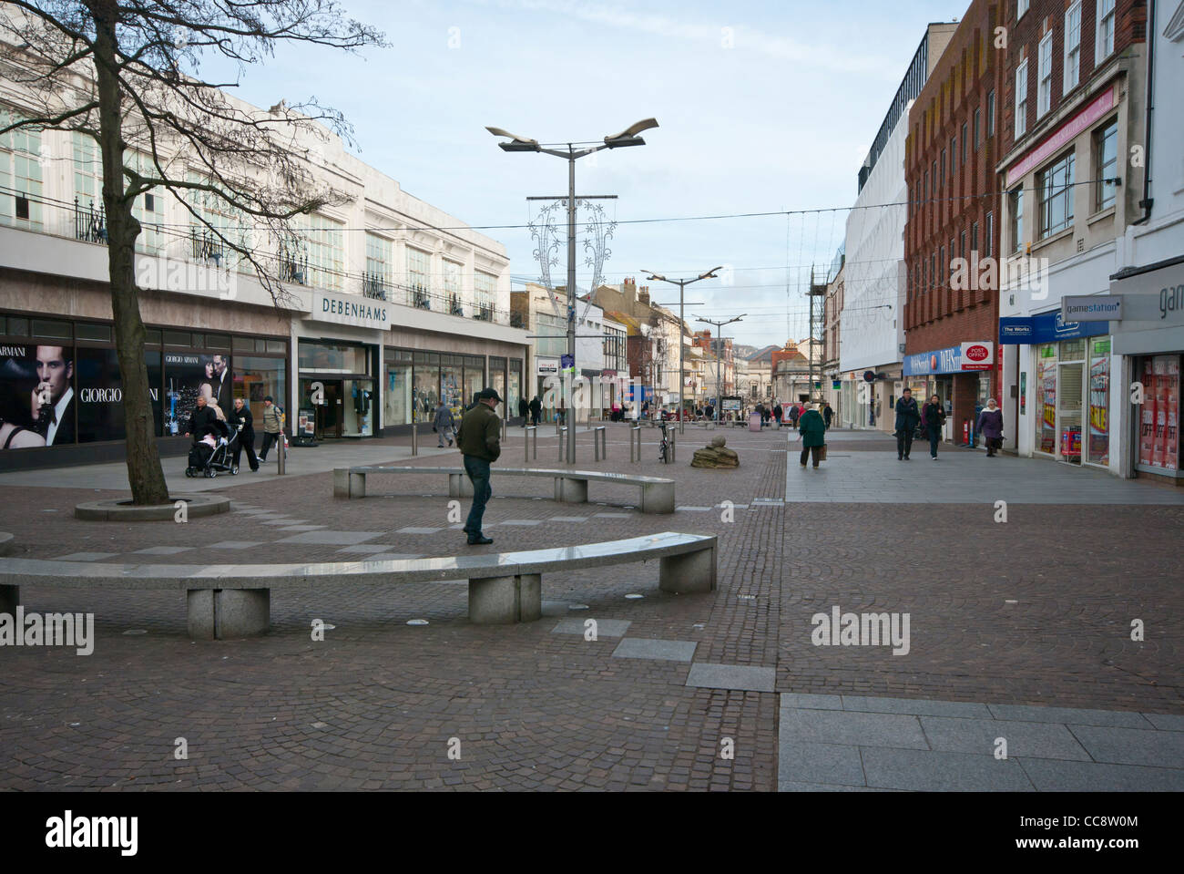 Street Scene Of The Pedestrian Shopping Area Of Sandgate Road