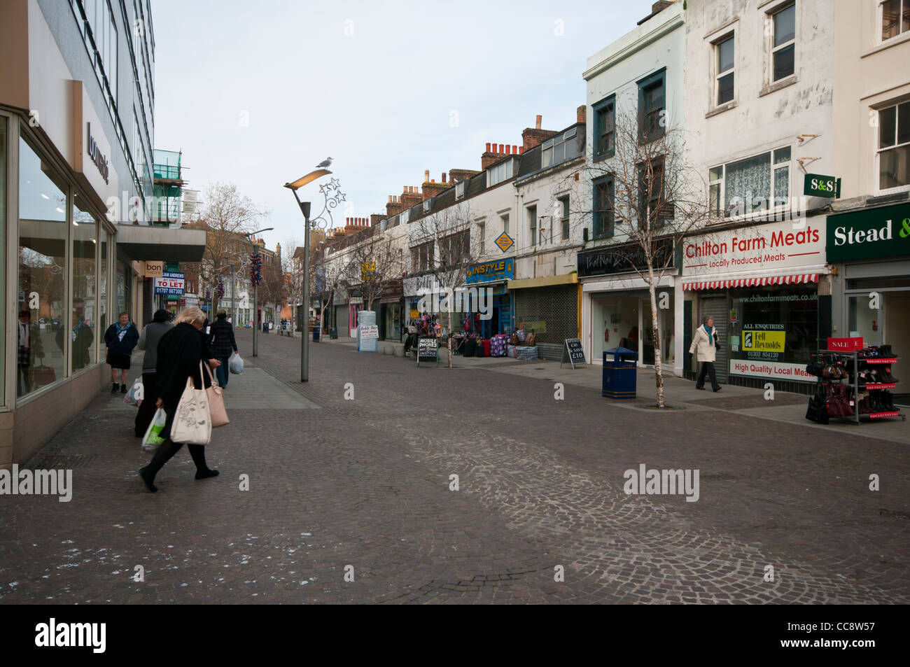 Street Scene Of The Pedestrian Shopping Area Of Sandgate Road