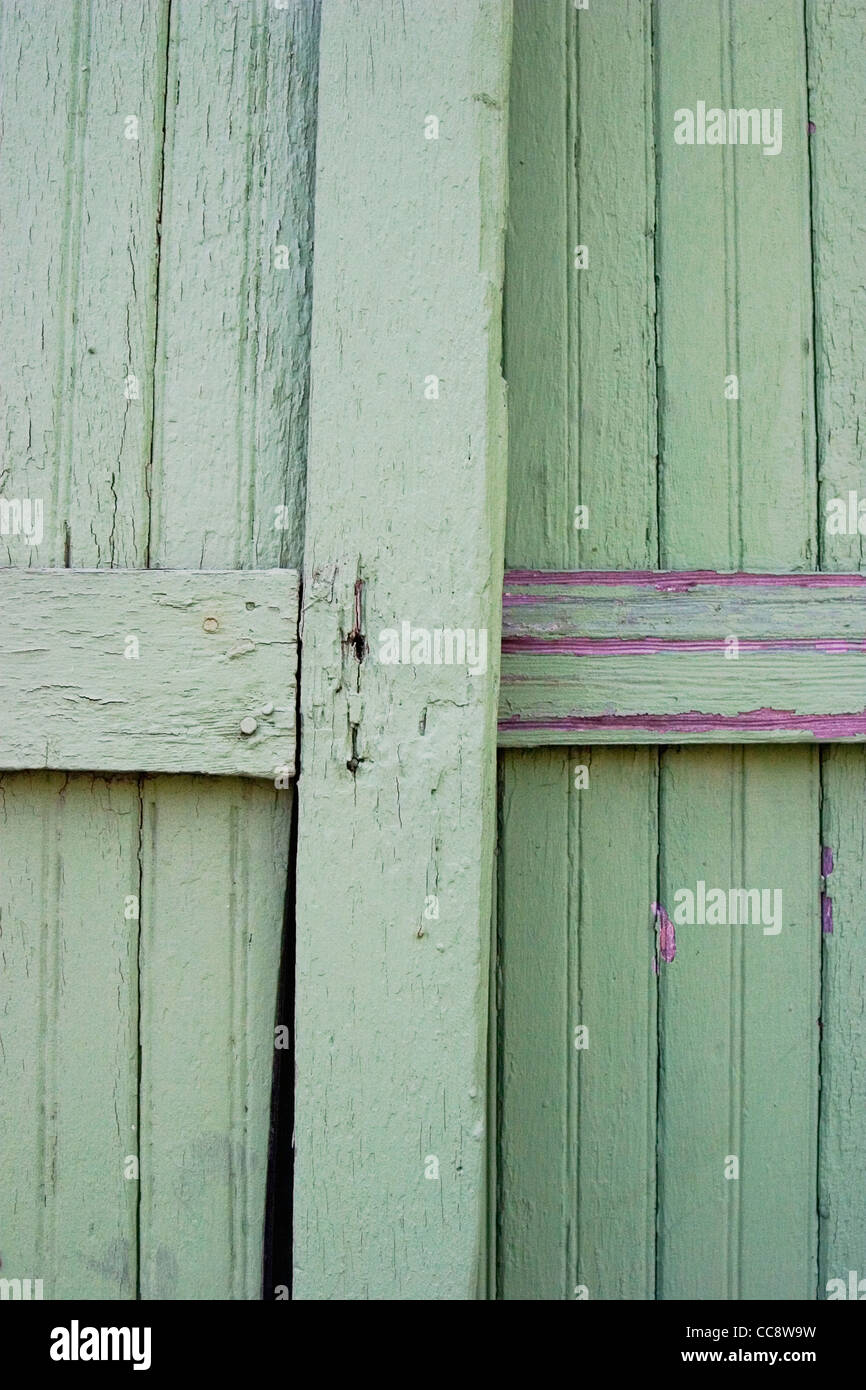 detail of old green peeling fence Stock Photo - Alamy