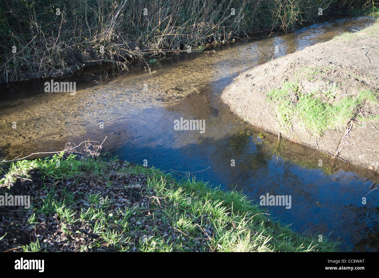 River confluence two streams meeting Stock Photo