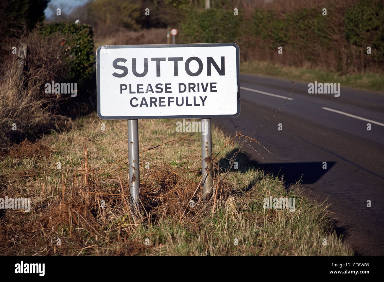 Please drive carefully through the village sign 