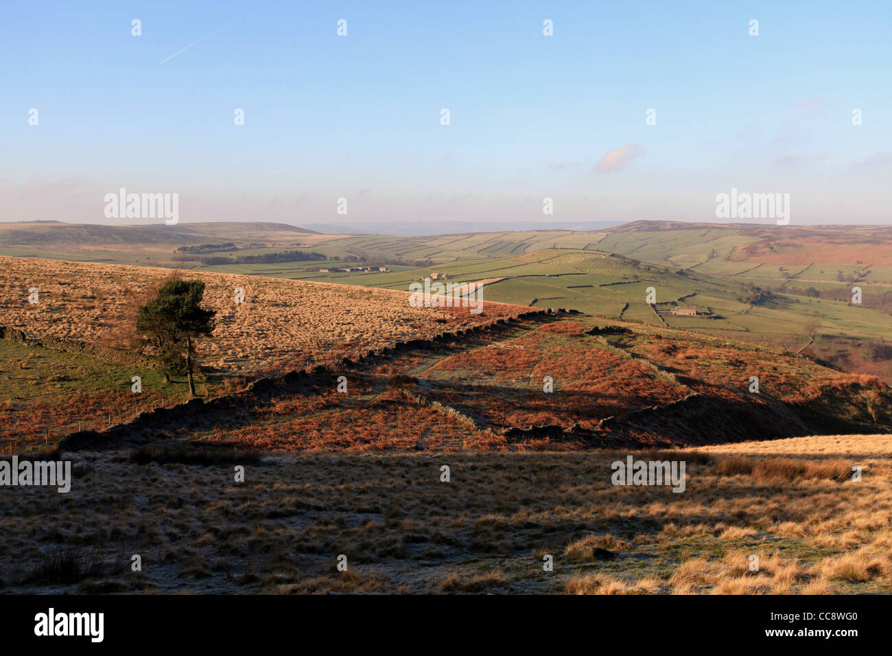 Derbyshire Moorland in Winter Stock Photo