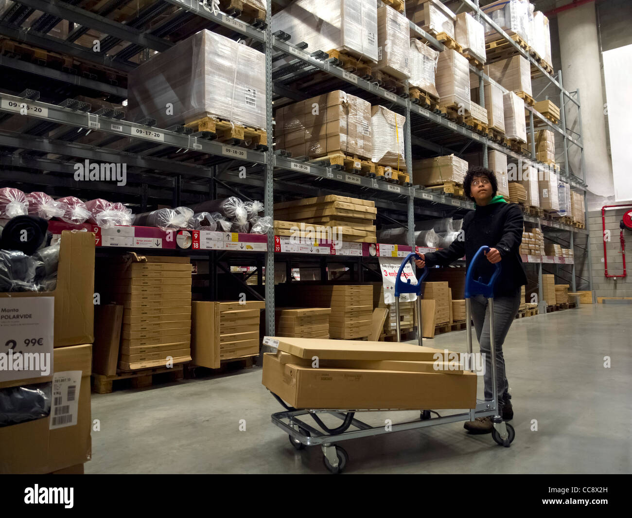 Customer picking up furniture at the Ikea store warehouse Stock Photo