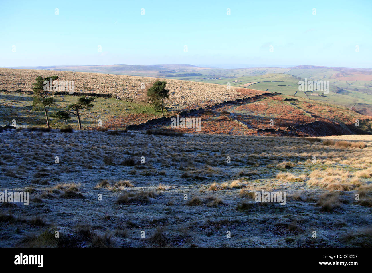 Frosty Derbyshire Moorland Stock Photo