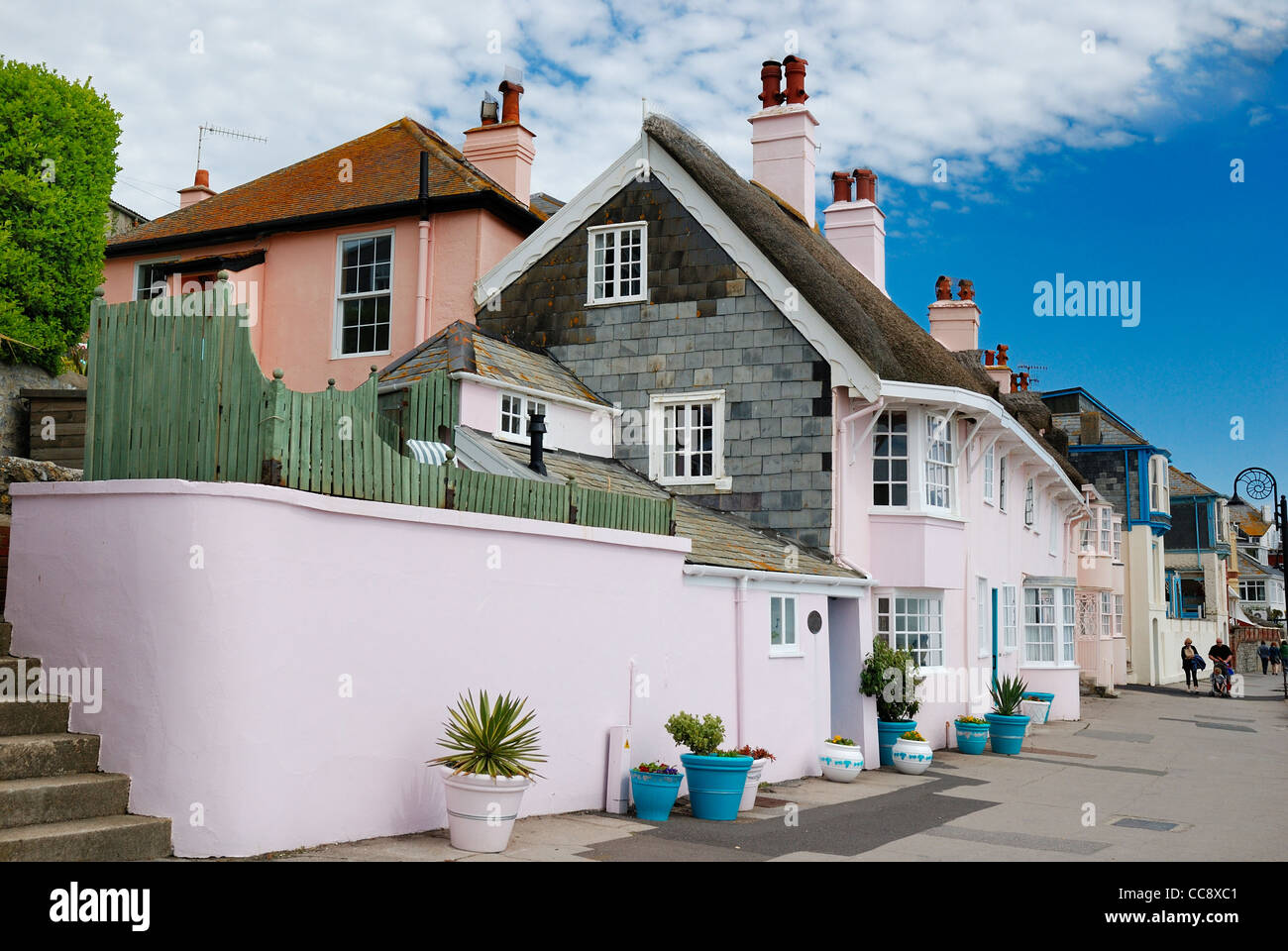 Seafront Cottages Lyme Regis Dorset England Uk Stock Photo