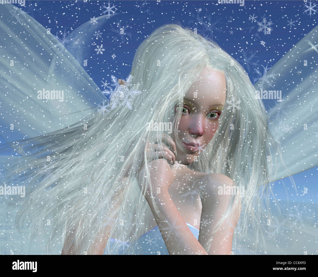Cold Winter Fairy Portrait Stock Photo