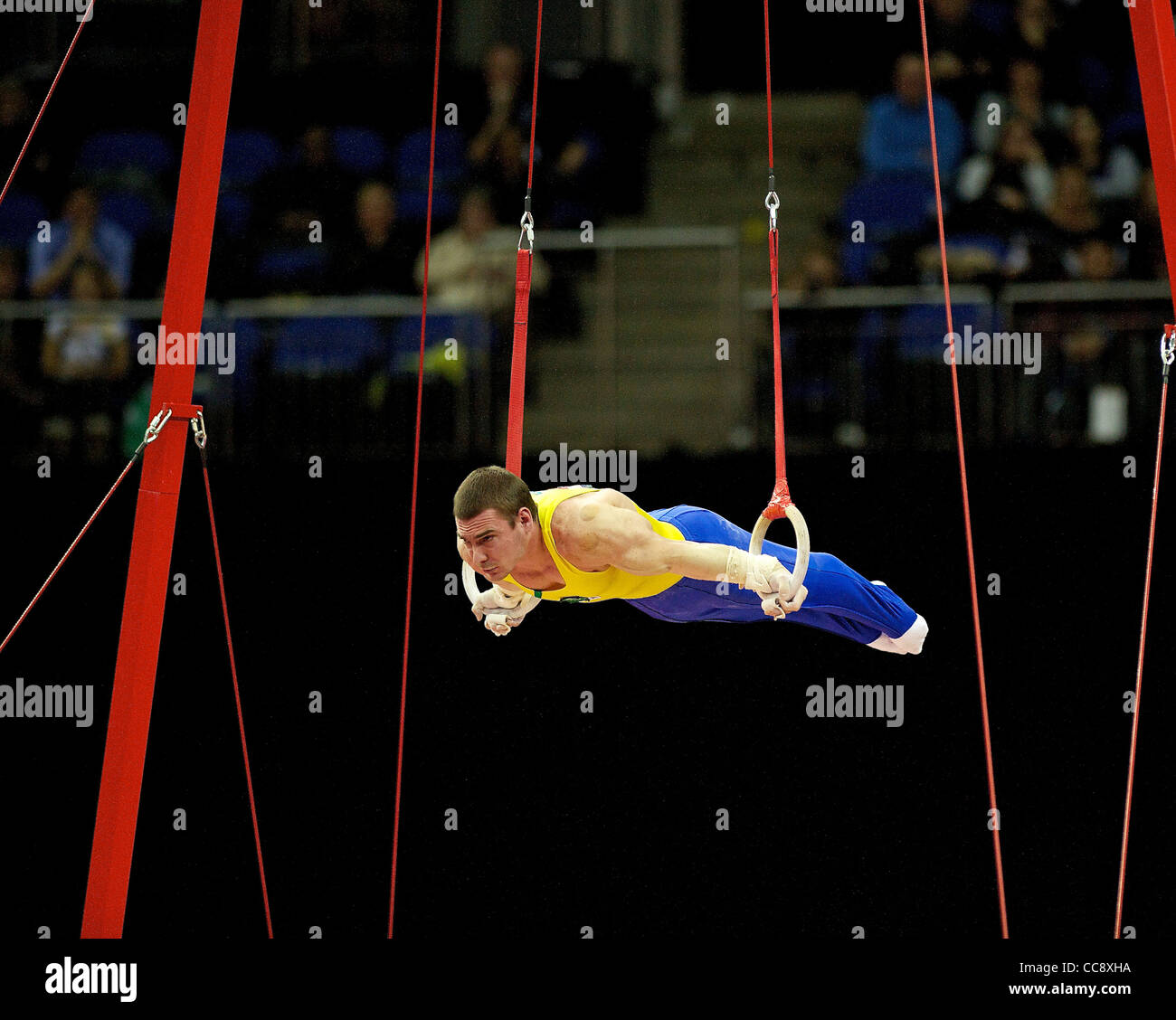 Artur NABARRETE ZANETTI (BRA), competes in the rings, The London Prepares Visa International Gymnastics Stock Photo