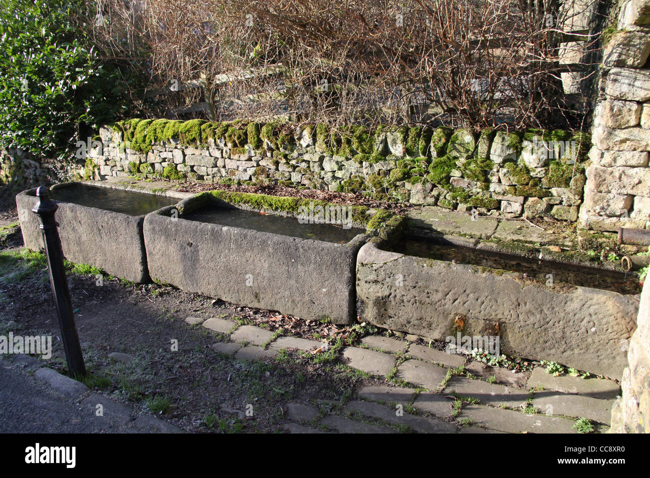 Hall Hill Troughs in Eyam Stock Photo