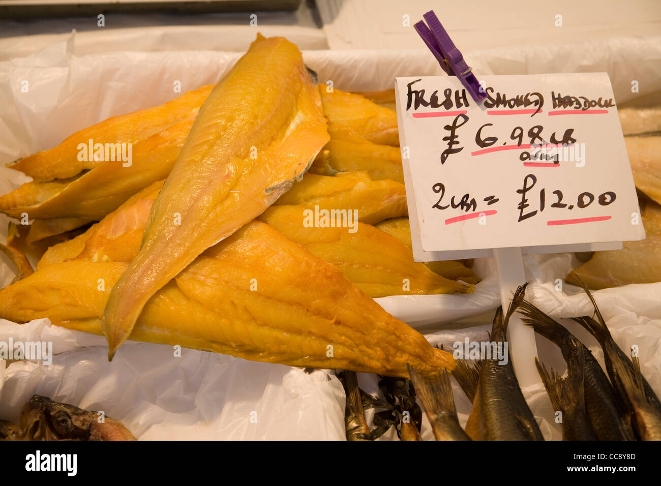 Fresh smoked haddock fish for sale Stock Photo Alamy