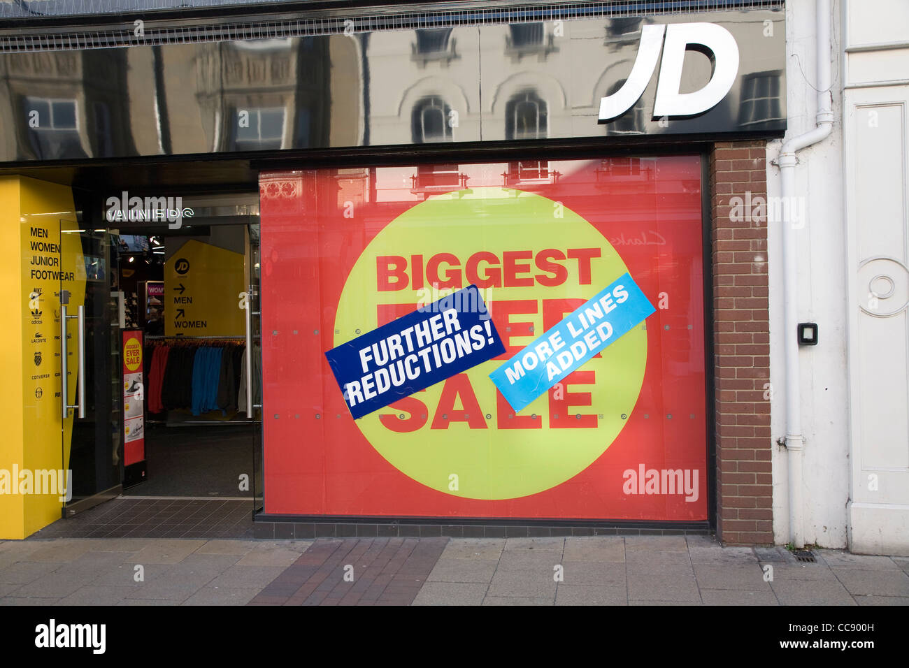 JD shop sale window poster Stock Photo - Alamy