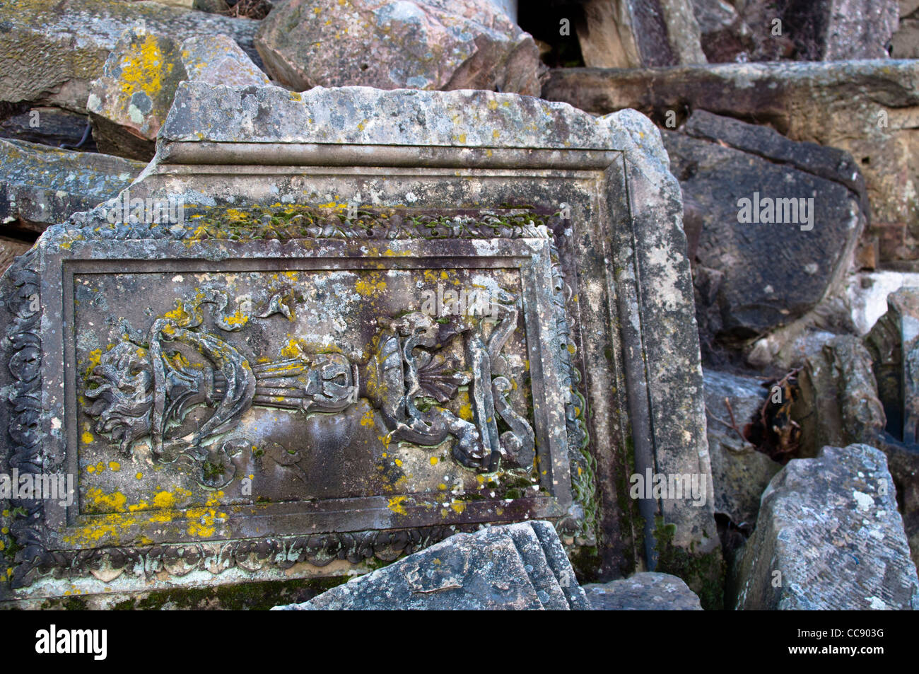 World War 2 memorial with left over ruins at Birkenkopf (Monte Scherbelino) in Stuttgart, Germany Stock Photo